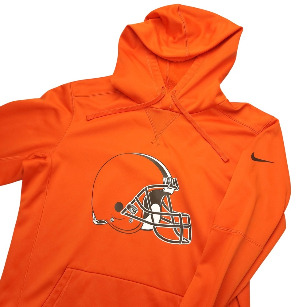 Cleveland Browns Sweatshirt Mens Medium Orange NFL Nike Therma Fit Hoodie